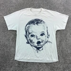 Vintage Gerber Baby Shirt Mens L White Cotton Baby Face Single Stitch